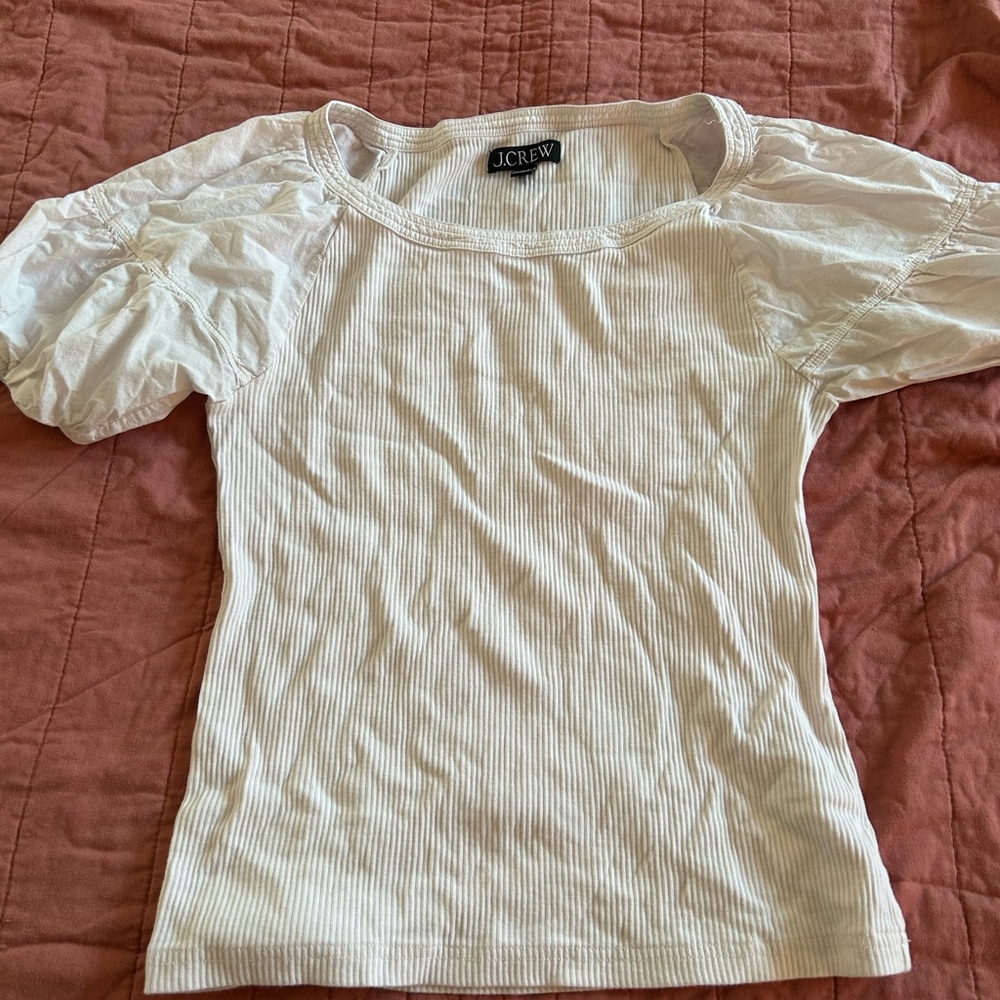 J crew puff sleeved and ribbed short sleeve shirt.